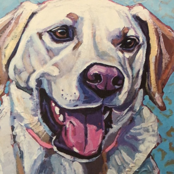 🦮 Norman Lab on canvas textured painted look print - Picture 2 of 10